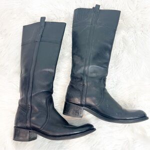 SENDRA BLACK LEATHER PULL ON RIDING KNEE HIGH BOOTS MADE IN SPAIN SZ 11